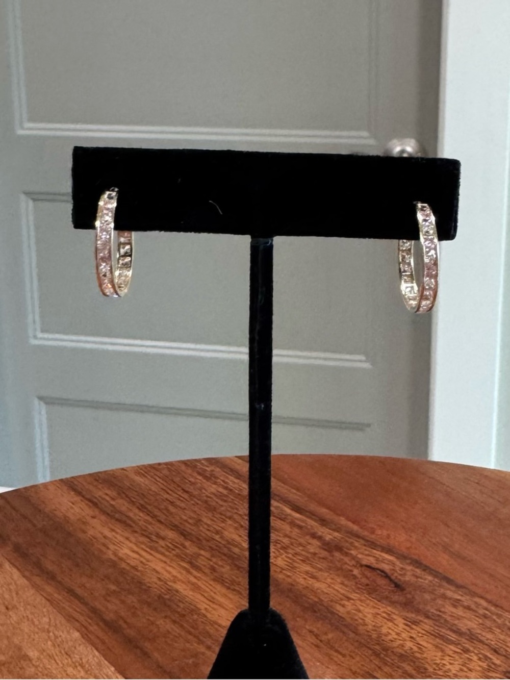 10K Crystal Hoop Earrings -